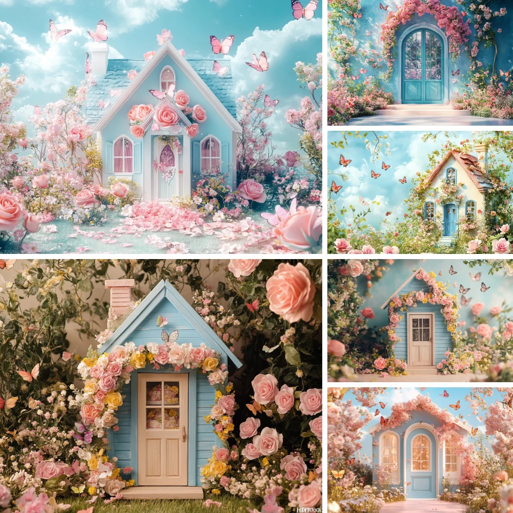 

Spring Flowers Backdrop Rustic Window for Kids Birthday Wedding Party Baby Shower Custom Background Photo Decoration Props