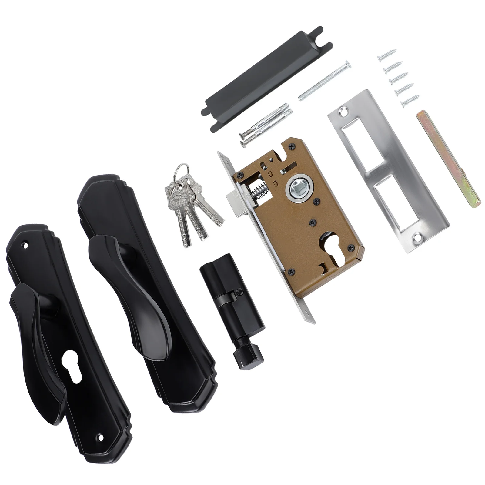 

1pc European Style Silent Door Lock Black Aluminum Alloy Solid Handle Lock For Bedroom Durable Mute Door Accessory