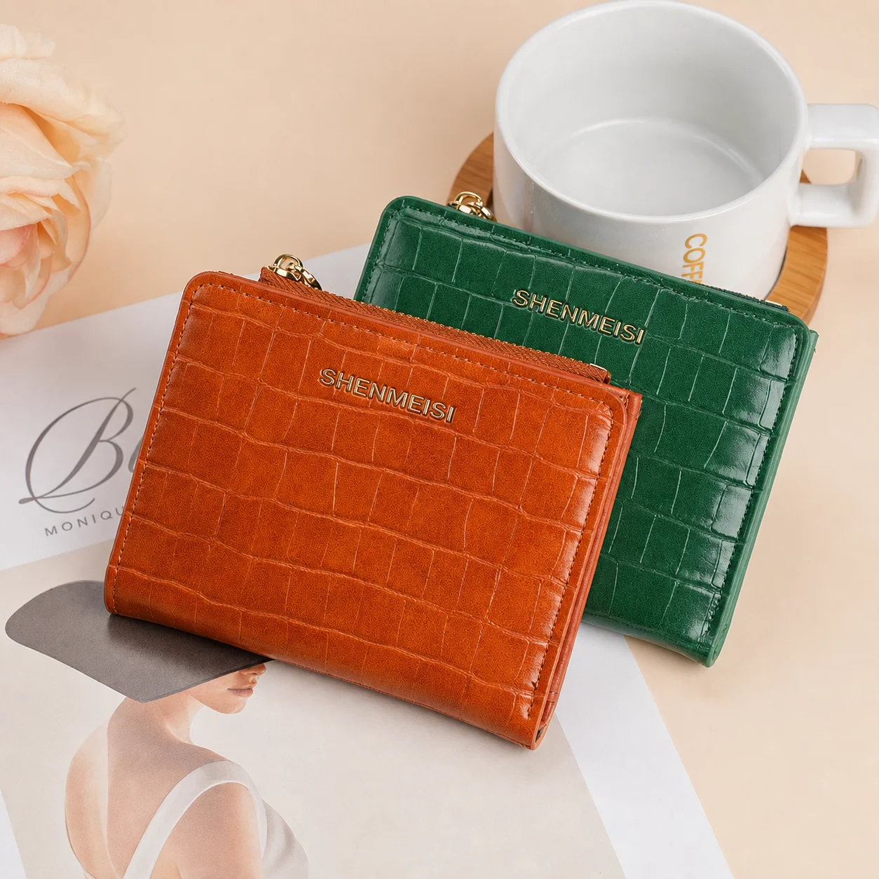 Short Women'S Wallet  Pu Leather Card Holder Waterproof Wallet Water-Resistant Stone Texture For Daily Shopping Travel