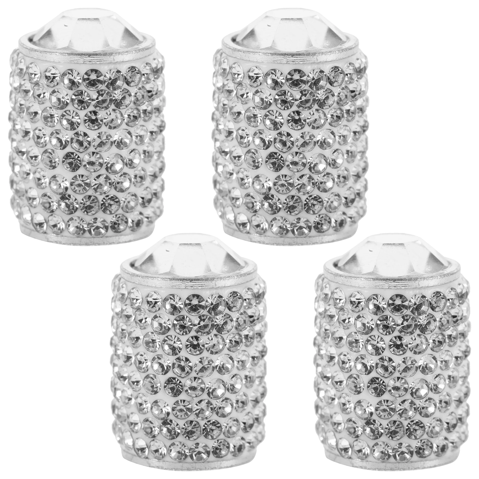 

4pcs Rhinestone Valve Stem Caps Bling Car Tire Accessories Aluminum Alloy Sealing Ring Leak Proof Stylish Auto Cool