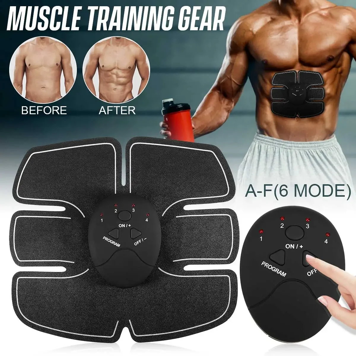 전기 복부 바디 슬리밍 벨트, 허리 밴드, 스마트 복부 근육 자극기, Abs 트레이너 피트니스, 무게추 지방 연소 감량, 1 개