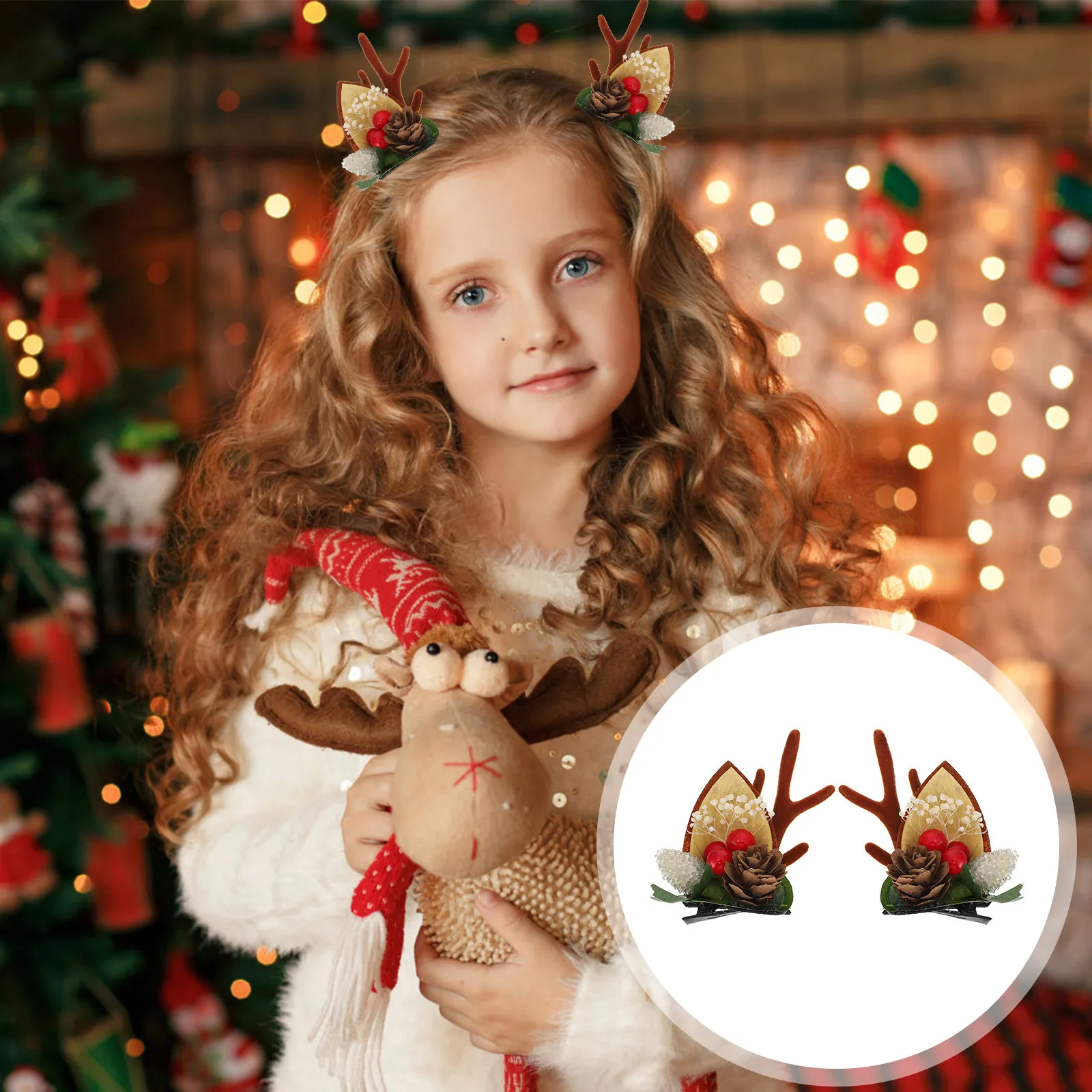 

2 шт. Рождественские заколки для волос в виде оленьих рогов для детей, праздничные новогодние заколки для вечеринок, креативные легкие и стильные аксессуары для волос