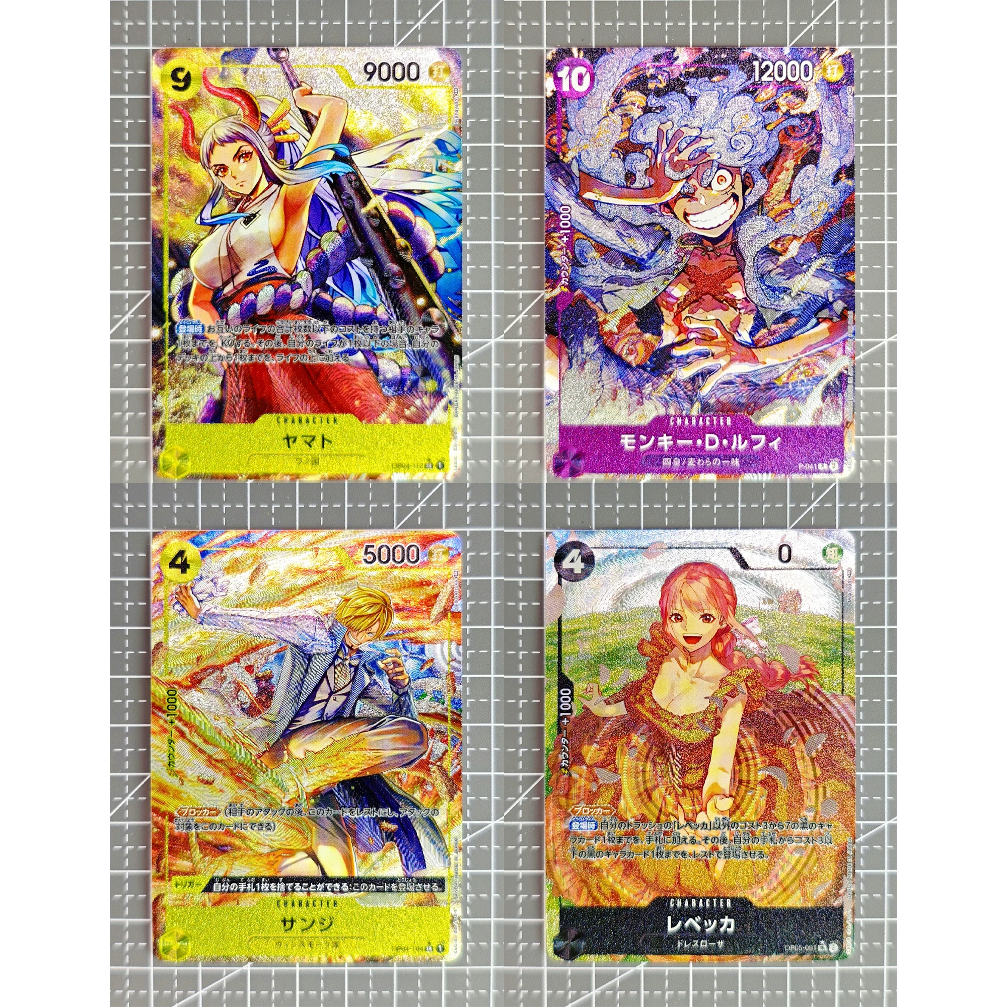 Diy 4Pcs/set OPCG One Piece Luffy Nami Yamato Sanji Textured Flash Card Classic Game Anime Collection Cards Gift Toys