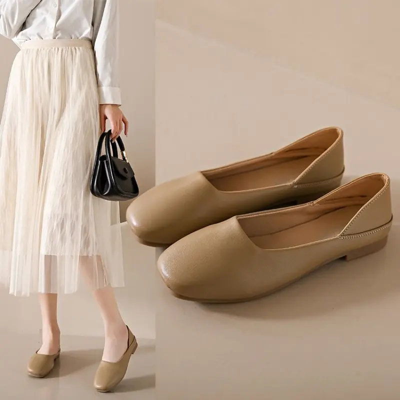 

2024 NEW Spring Autumn Handmade Flats Ballerina Shoes Women Comfortable Soft Leather Women Flats Shoes Fashion Casual Comfort 40