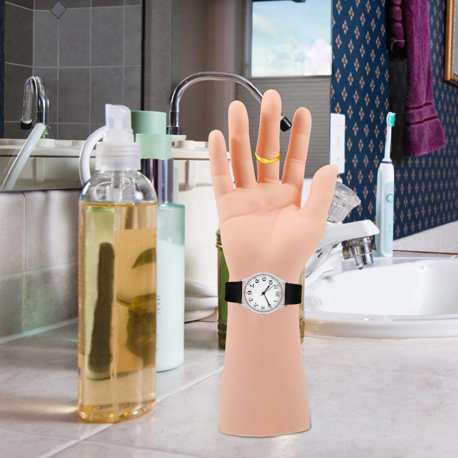 Simulated Male Hand Model Display Stand Shelf Mannequin for Ring Holder Jewelry Watch