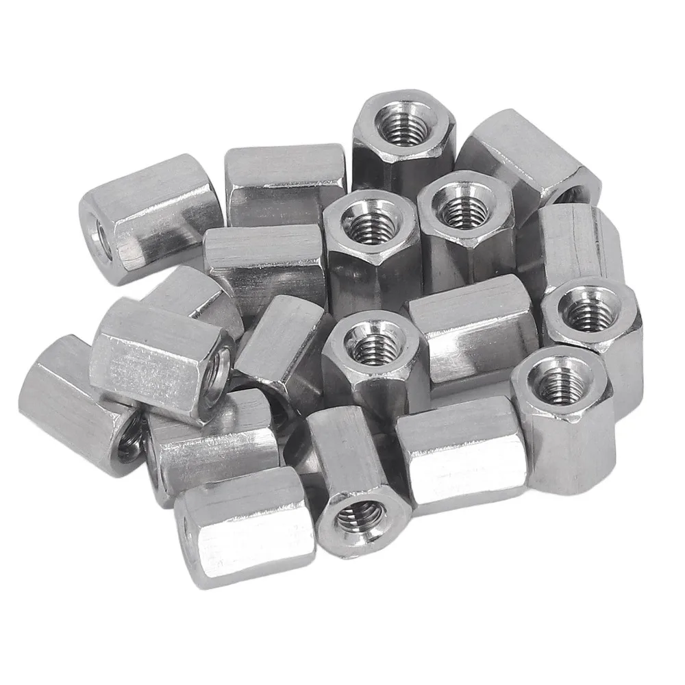 20pcs Coarse Thread Hex Coupling Nut 6 Sides Hex Shape Fully Threaded Threaded Rod Connector Fully Threaded Coupling Nut