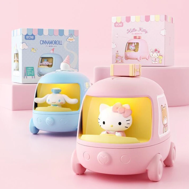 Sanrio Hello Kitty Kuromi Cinnamoroll Anime Bus Pair Spray Humidifier Mini Portable Mute Night Light Desktop Model Present