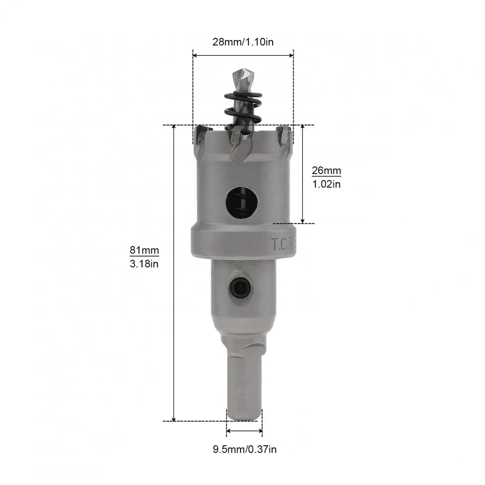 Imagem -06 - Hole Saw Broca Carboneto de Tungstênio Tct Heavy Duty Abridor de Furos Cortador de Aço Inoxidável Liga de Alumínio Metal e Plástico 28 mm
