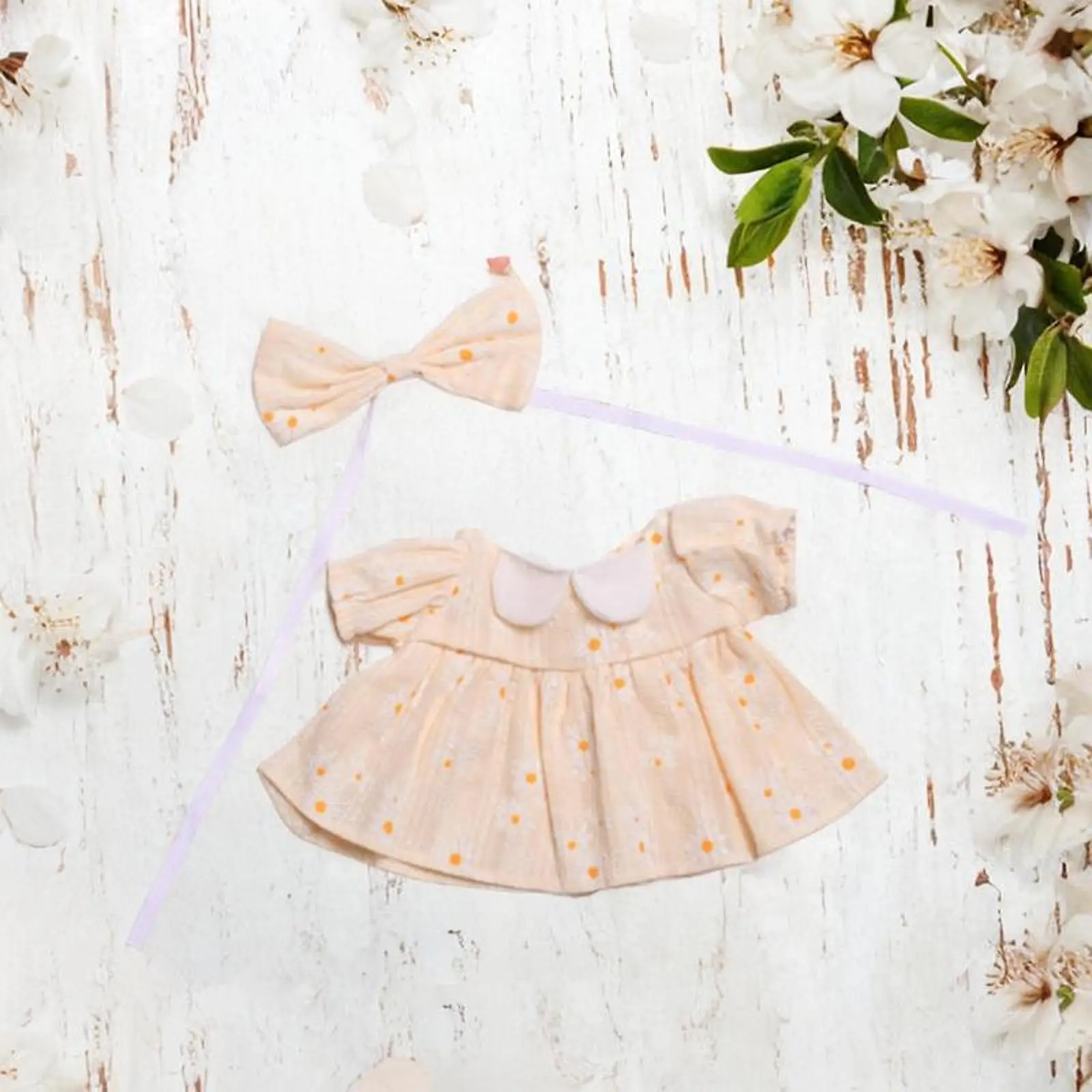 

Кукольное платье принцессы с аксессуарами для волос, модная миниатюрная одежда с бантом на голову, летнее кукольное платье для кукол 38 см