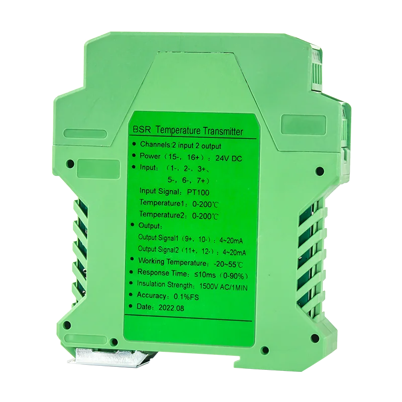 0-100℃ 0-200℃ PT100 Temperature Transmitter 2 In 2 Out 4-20mA 0-10V 0-5V PT100 Temperature Signal Converter