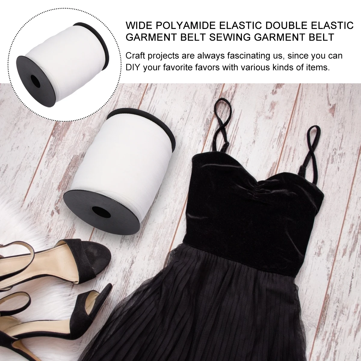 

1 Roll 100m Chinlon Elastic Sewing Band Stretchy Durable Ribbon for DIY Clothing Sportswear Waistbands Necklines Decoration