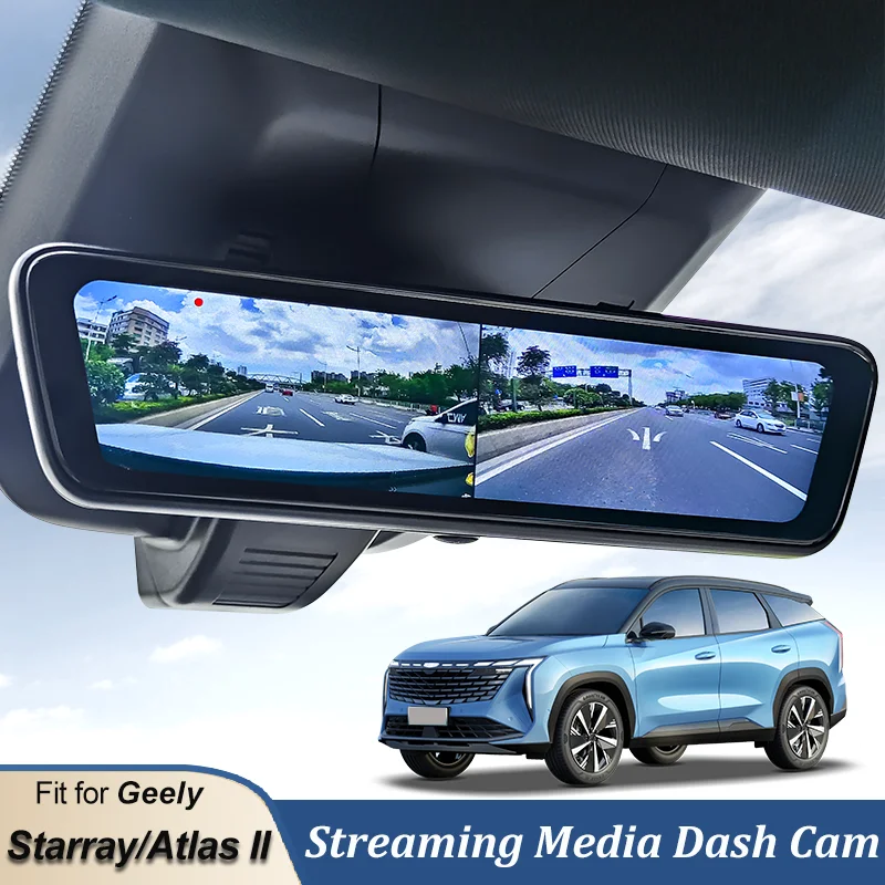 

LINNUNU Stream Media Mirror Dash Camera Car Streaming Media DVR Video Recorder Dual Lens Fit for Geely Atlas II Starray Boyue L