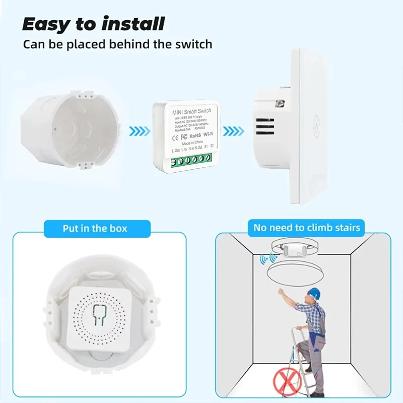 16A 20A WiFi Smart Wireless Switch 2-way Control Mini Smart Breaker APP Control AC100-240V Work With Alexa Google Home Cozylife