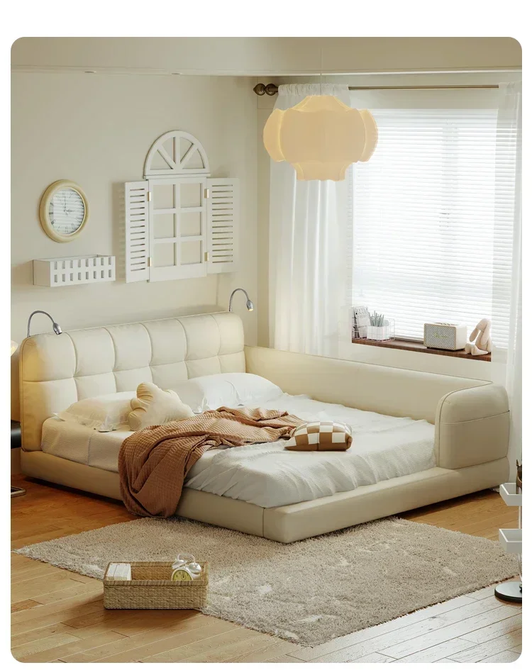 Extreme Modern Minimalist Leather Bed Pneumatic High Box Storage