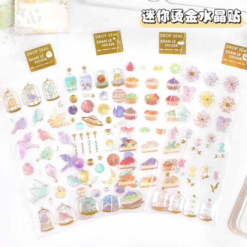 4 pcs Random Birthday Cake Animals Drop Seal Mini Gilding Stickers Scrapbooking Diy Journaling Sticker Cute Stationery Stickers