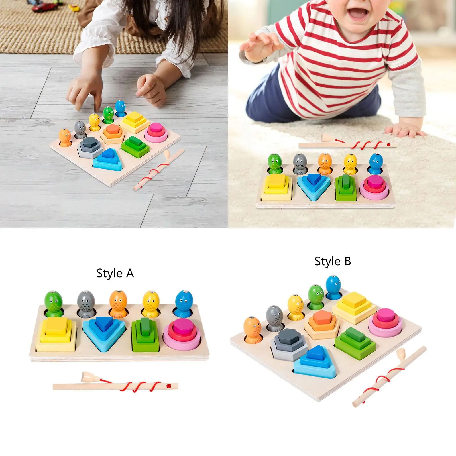 Toddlers Wooden Sorting and Stacking Toys Shape Sorter Color Stacker Montessori Learning Baby Sensory Educational Gift