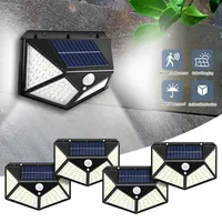 Solar-Powered 100 LED Wall Light with Motion Sensor, IP65 Waterproof Outdoor Lamp for Courtyard, Garden, Stairs & Street Use