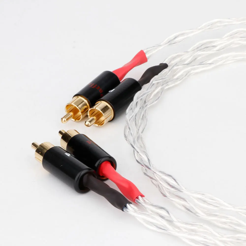 

High Quality 8N OCC Copper Silver Plated RCA Audio Cable Hifi RCA Interconnect Cable With Gold Plated Plug