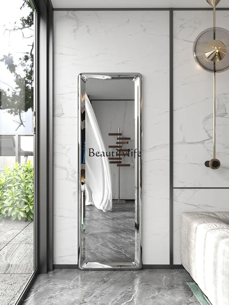 

yj5Stainless Steel Ornamental Mirror Wall-Mounted Dressing Floor Mirror Simple I