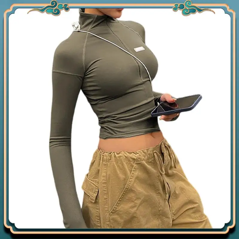 

ABMV-Женские спортивные куртки Куртки для йоги на молнии Короткие спортивные тонкие топы Армейский зеленый S