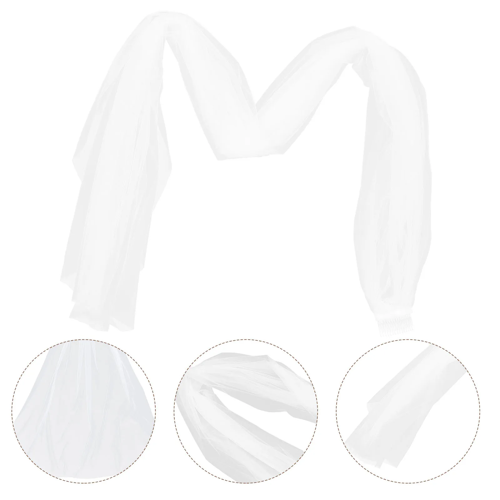 

Pure White Long Bridal Veil 2 Meters Elegant Single Layer Wedding Veils Comb Attached for Bride Bridal Veils Wedding Veil