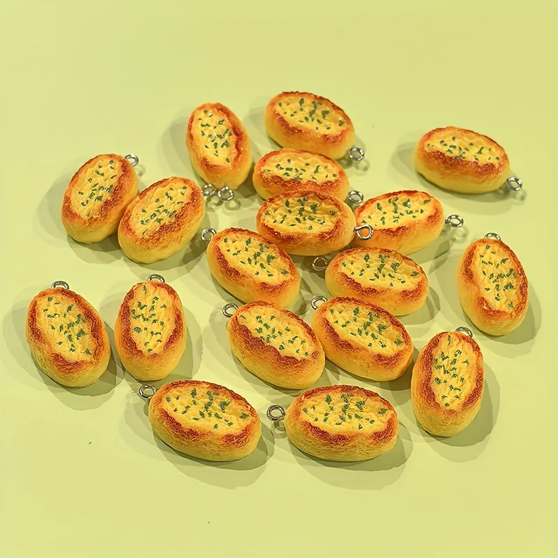 6Pcs Cartoon Cheese Bread Resin Charms Cute Mini Food Pendants DIY Earrings Keychain Jewelry Making Accessories