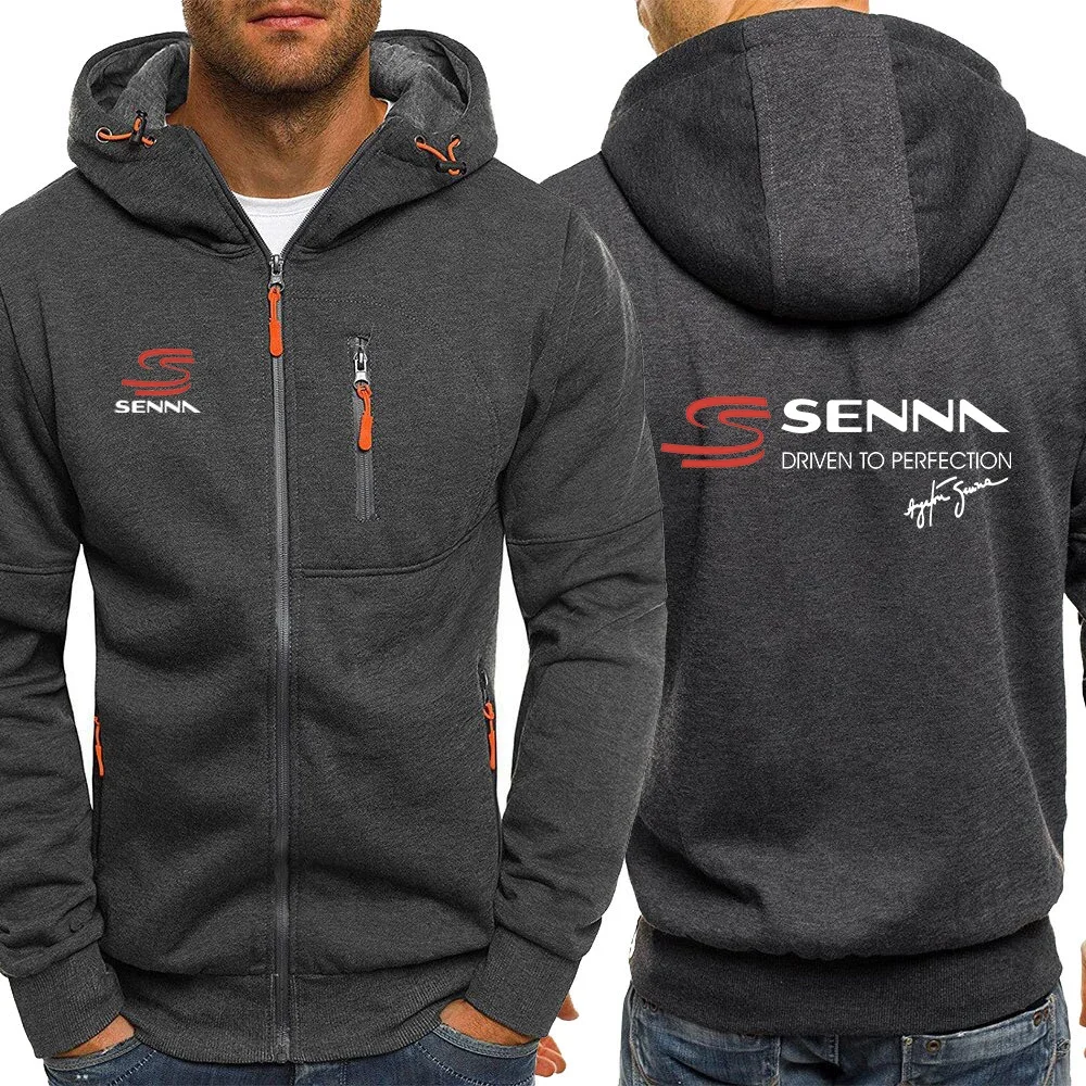 2024 New Ayrton Senna Men's Spring and Autumn Printed Tri-color cotton-padded jacket Warm Leisu Fashion Zipper Comfortable Tops