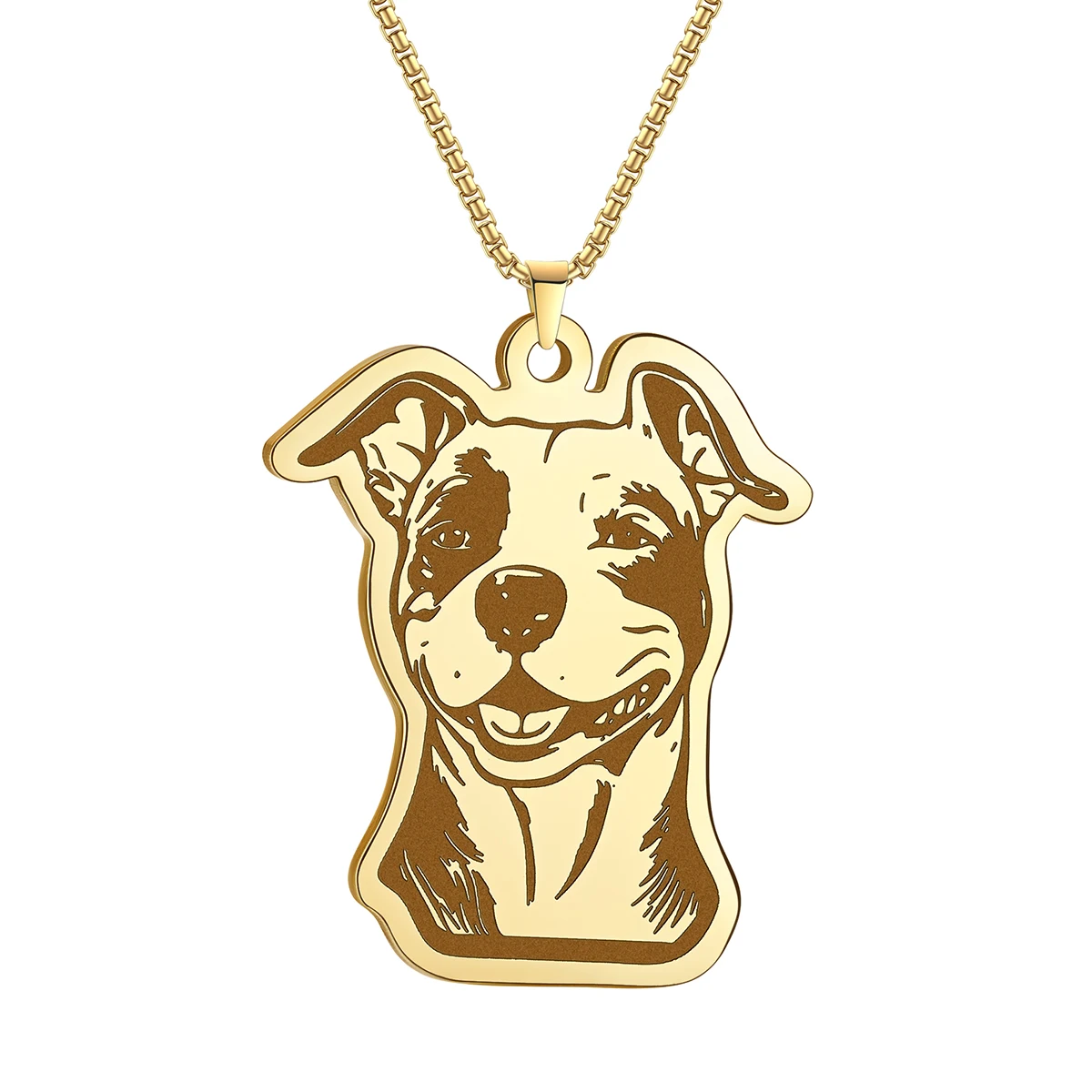 CHENGXUN Amstaff Cute Pendant Necklace Stainless Steel Animal Necklaces for Women Men Birthday Party Gift