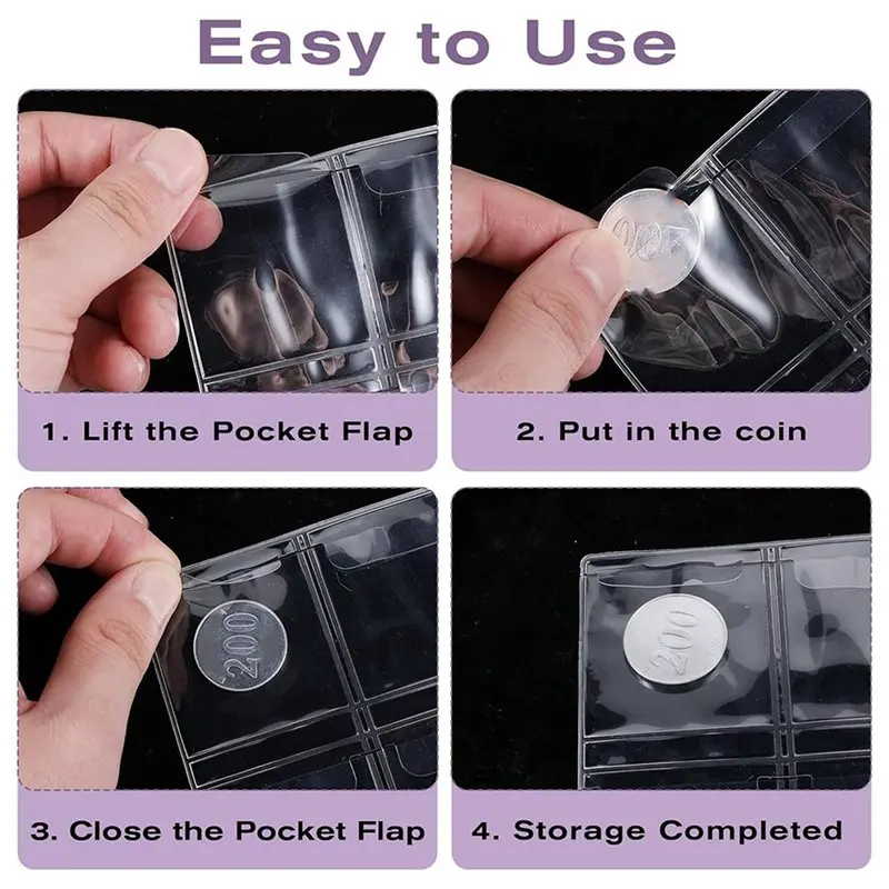 【THANKSGIVING DAY】8 Sheets 20 Pocket Coin Collection Pages, Clear PVC Coin Binder Inserts Sleeves With 9 Hole Collecting Binder