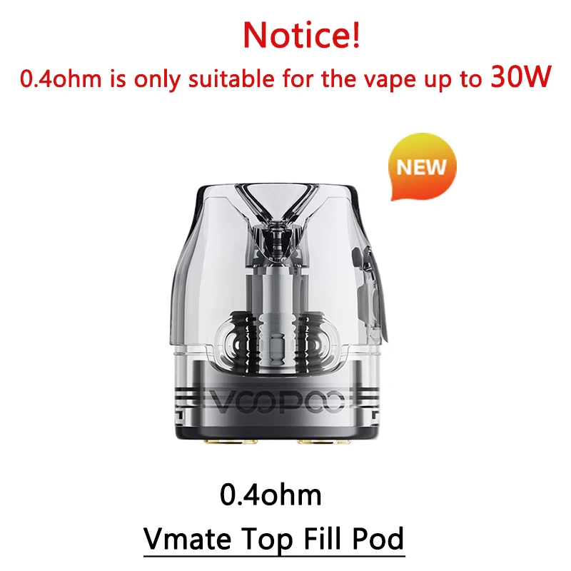 2pcs-50pcs Voopoo Vmate V2 Cartridge 3ml 0.7/1.2ohm & Vmate Pod Top Fill 0.4/0.7ohm for V.THRU Pro/Vmate Pro/Vmate Max/Vmate i2