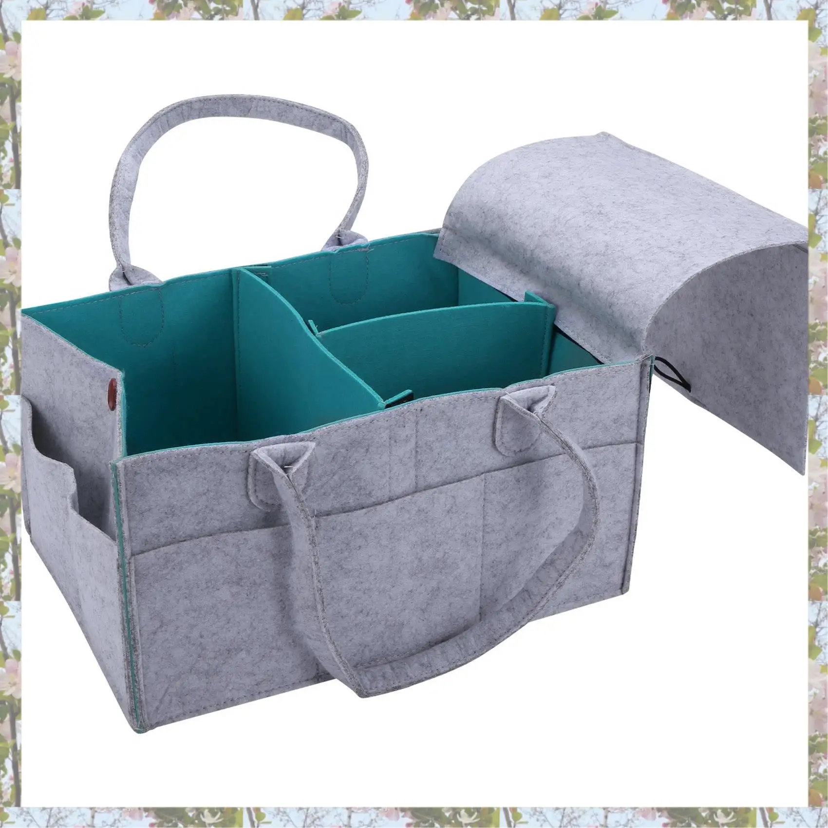 

Eco-Friendly-2X Foldable Felt Baby Diaper Caddy Organiser Removable Lid Storage Bag Kid Toys Portable Bag Box