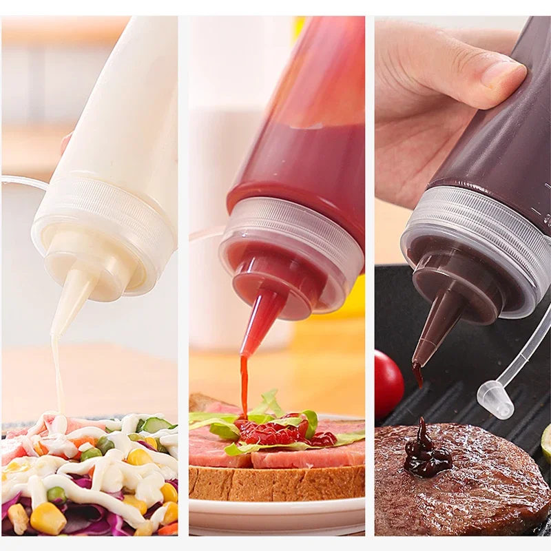 480ml Food Grade Squeeze Bottles Condiment Dispenser Ketchup Mustard Mayo Hot Salad Sauce Olive Oil Bottles Kitchen Gadgets