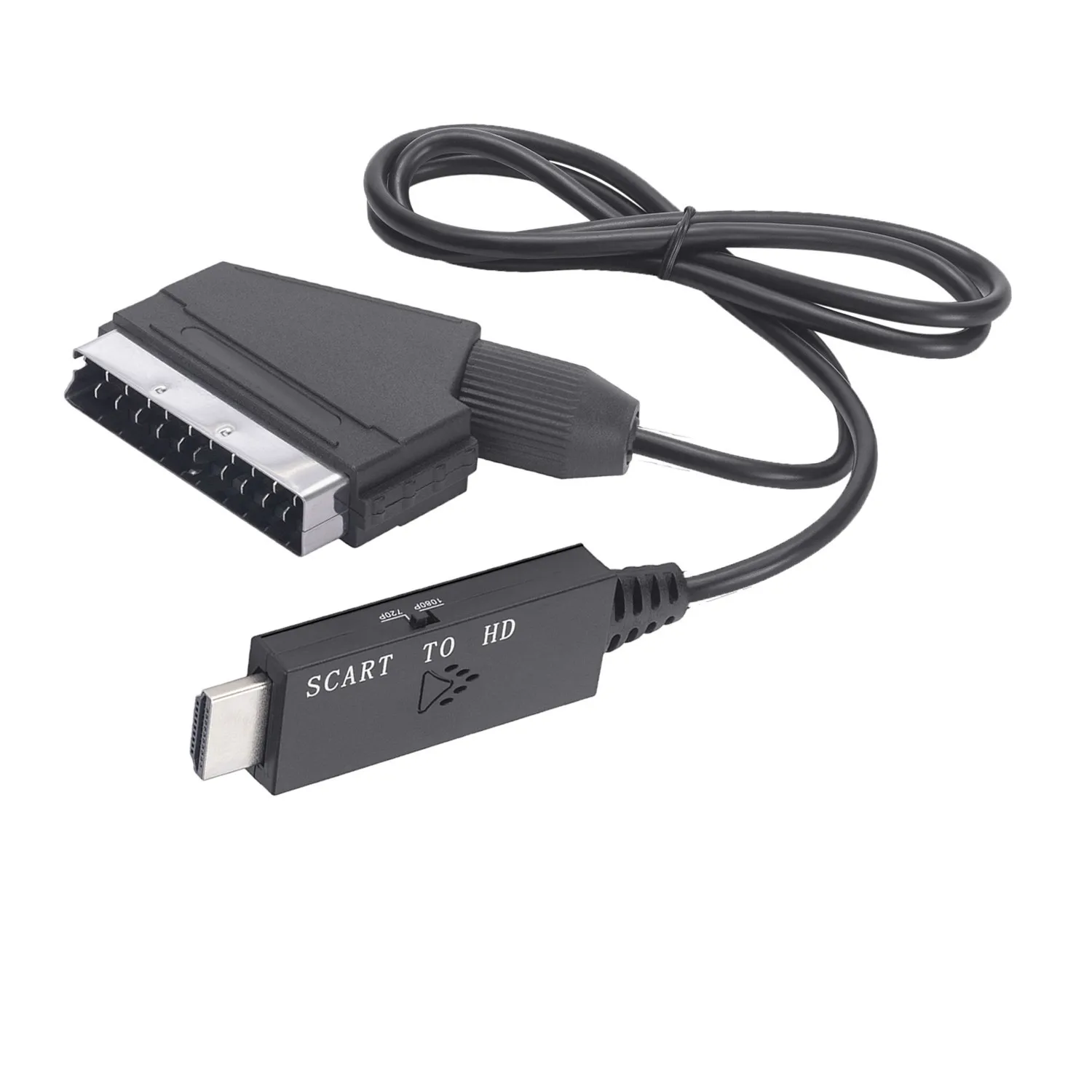 1-meter SCART to HDMI converter, video adapter cable, high-definition SCART connection cable