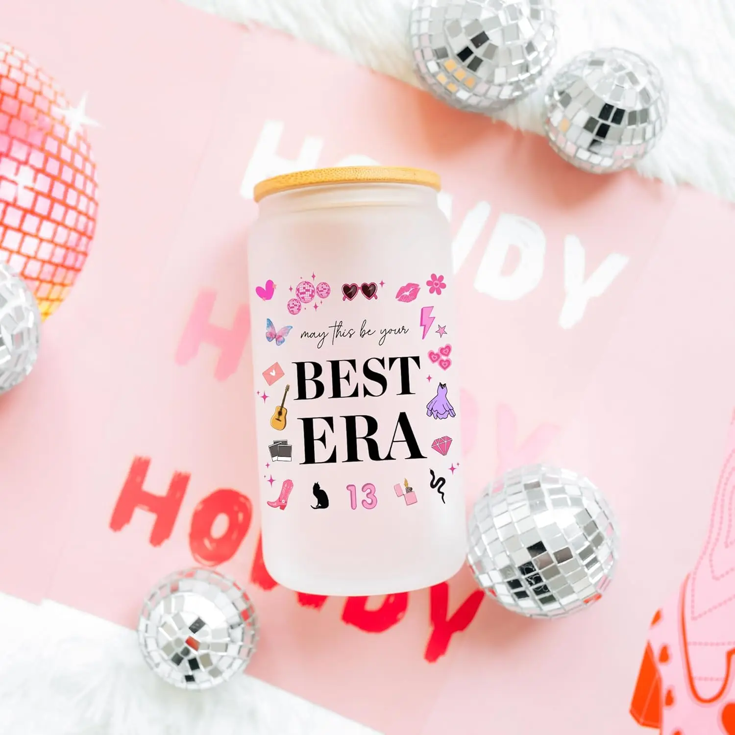 قد يكون هذا أفضل هدايا ذات طابع العصر الخاص بك، فكرة هدية عيد ميلاد للنساء، كوب زجاجي سعة 16 أونصة مع غطاء وقش، كوب قهوة مثلج #3