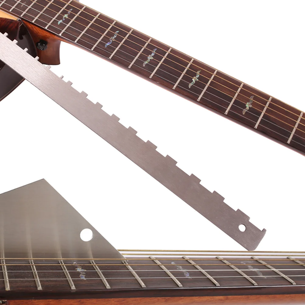 

2 Pcs Guitar Neck Ruler Fretboard Truss Rod Adjustment Tool Leveling Luthier Repair Notched Straight