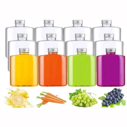 12 Pack Plastic Bottles with Caps, 8.5 Oz Disposable Juice Bottles Mini Beverage Container, Portable Water Flask for Drinks