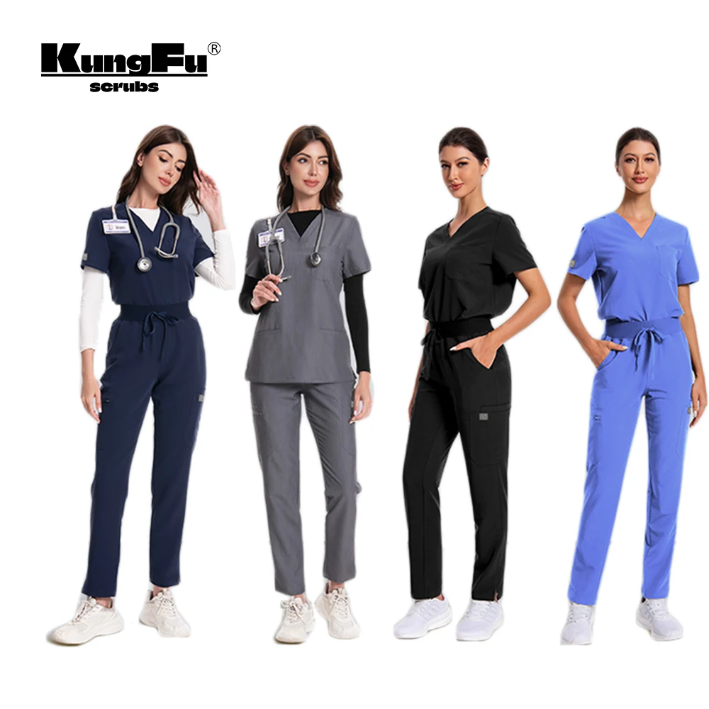 

dental breathable scrubs uniform woman nurses scrubs sets soft workwear for beauty salon with antibacterial waterproof