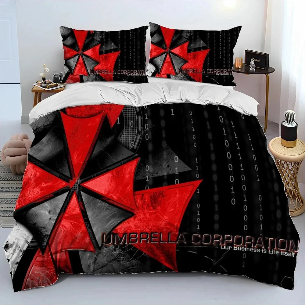 3D R-Resident Evil Games Gamer Comforter Bedding Set,Duvet Cover Bed Set Quilt Cover Pillowcase,king Queen Size Bedding Set Boys