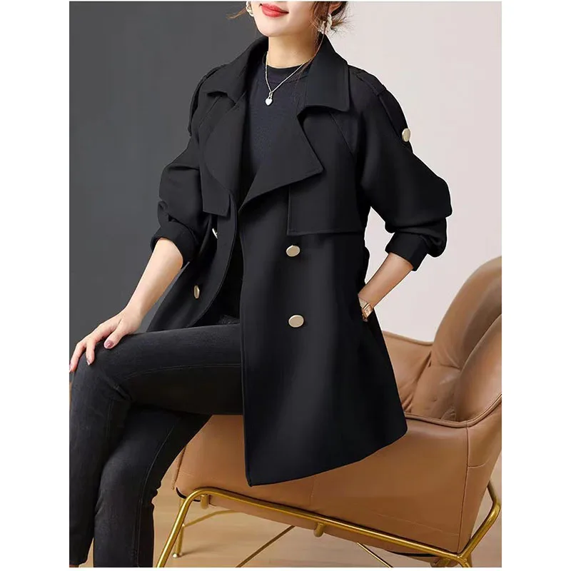 

New Spring Autumn Short Trench Coat Ladies Popular British Wind Windbreaker Jacket Women 2026 Long Outwear Temperament Outcoat