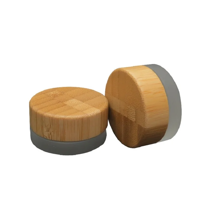 15pcs Glass Container Bamboo Wood Lid Samll Sample Refillable Bottle 5g Empty Cosmetic Packaging Pots Frosted Makeup Cream Jar