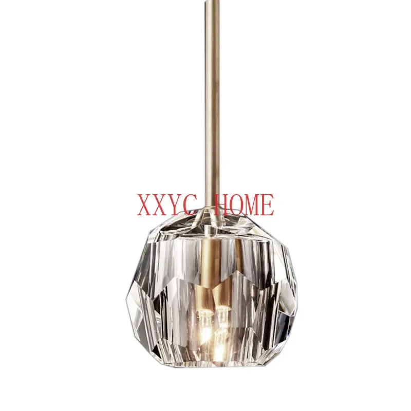 Lámpara de araña de cristal posmoderna Rectangular, candelabro largo de mesa de barra de cobre de lujo