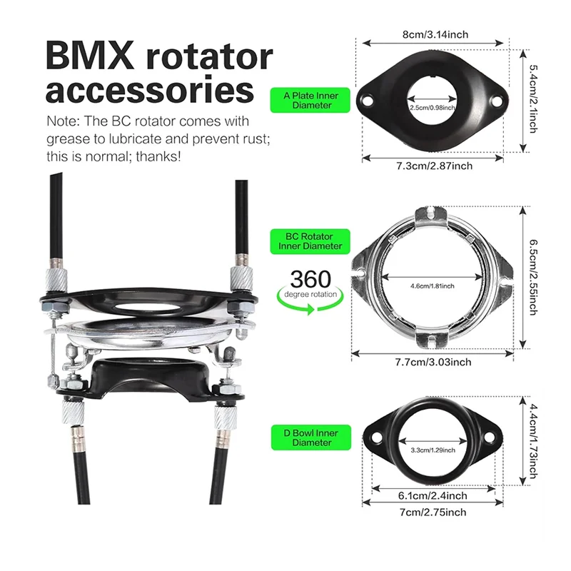 كابلات فرامل جيروسكوب الدراجة A51Q أمامية + خلفية (علوية + سفلية) مع مجموعة دوارة دوارة، لمعظم أنظمة الدوران والدراجات مقاس 20 بوصة #6