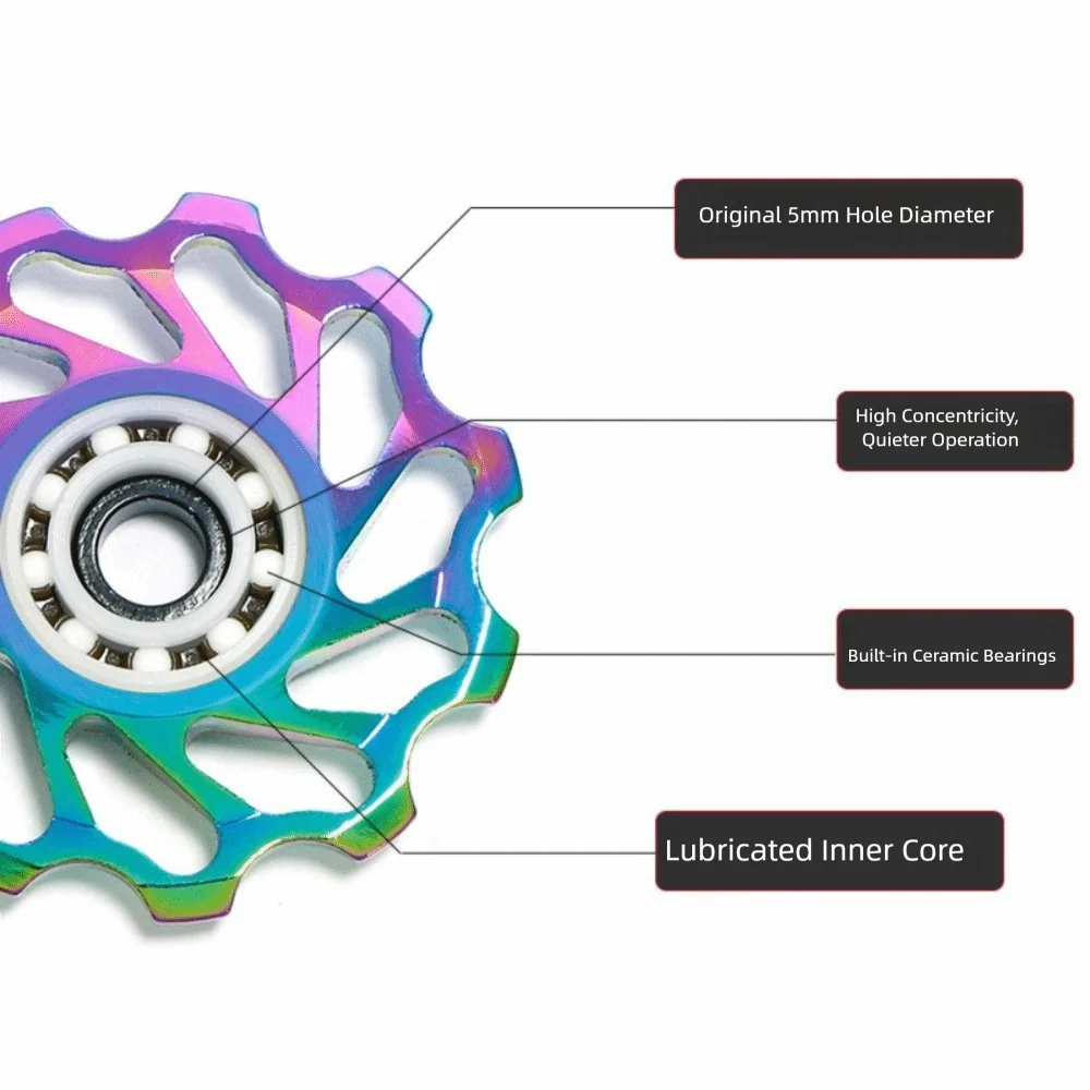 

Подшипник заднего переключателя скоростей для велосипедов 11T-18T, ролик из алюминия AL7075, обработанный на ЧПУ, с керамическим подшипником, положительным и отрицательным зубцами