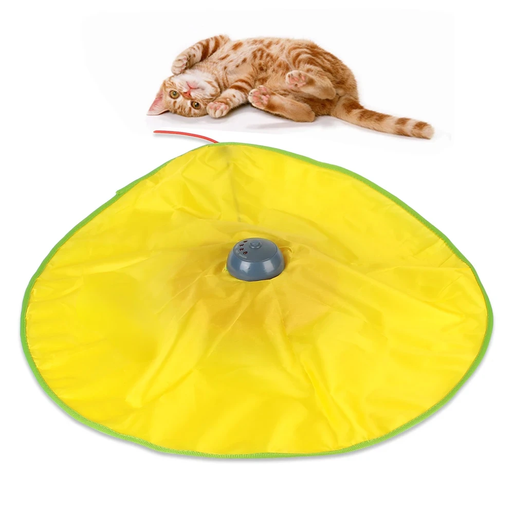 

4 Speeds Motion Undercover Mouse Fabric Moving Feather Interactive Pet Toy Cat Kitty Automatic Cat Toy Plate