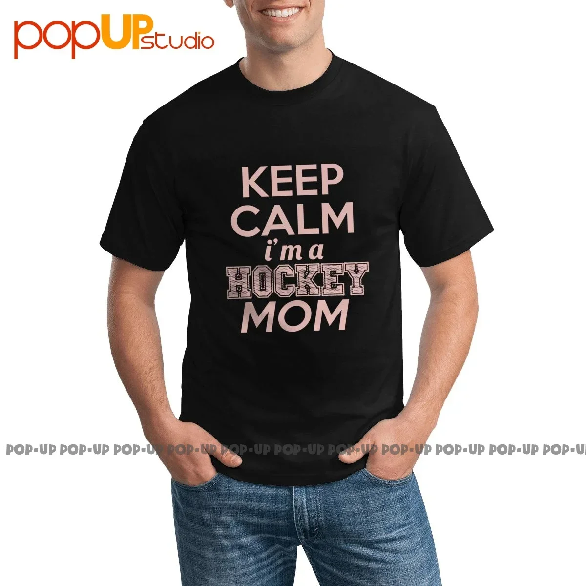 New Keep Calm Im A Hockey Mom T-shirt Casual Novelty Hot Selling Tee Shirt