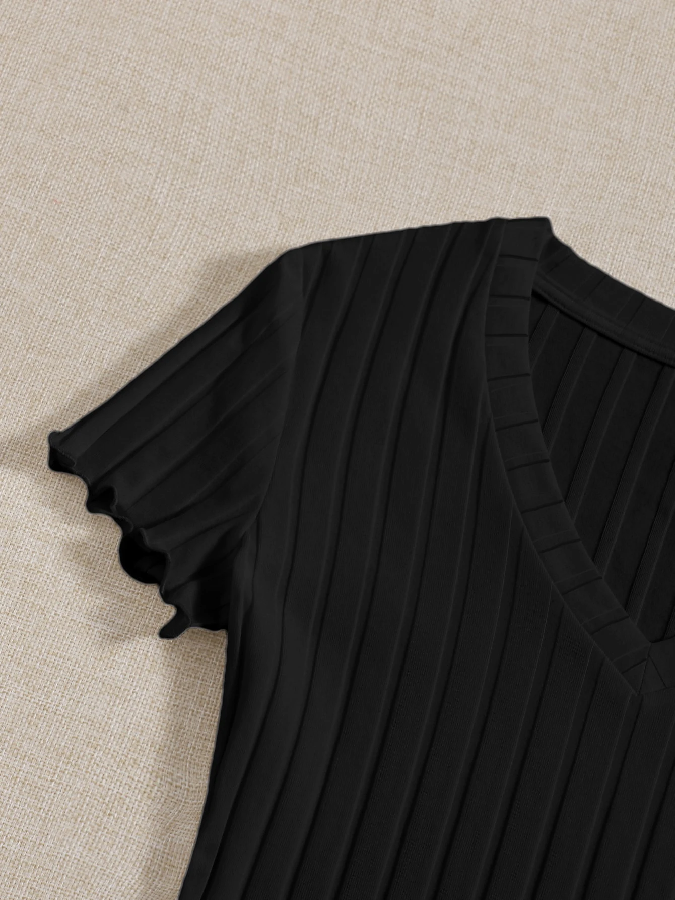 Neues kurzärmeliges, schmales T-Shirt mit V-Ausschnitt, sexy und vielseitiger, eng anliegender Jumpsuit. – Detail 27
