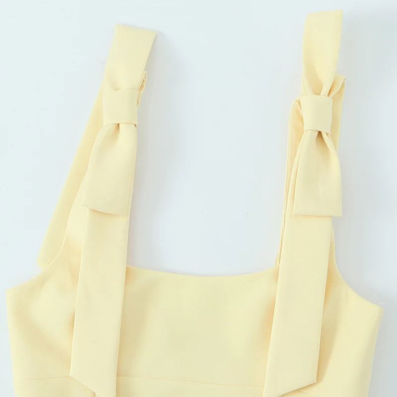 HXAO Y2k Bow Slip Tops 2025 Women's Spring Summer Tank Tops Ladies Fashion Casual Elegant White Yellow Corset Tops Camis image 4