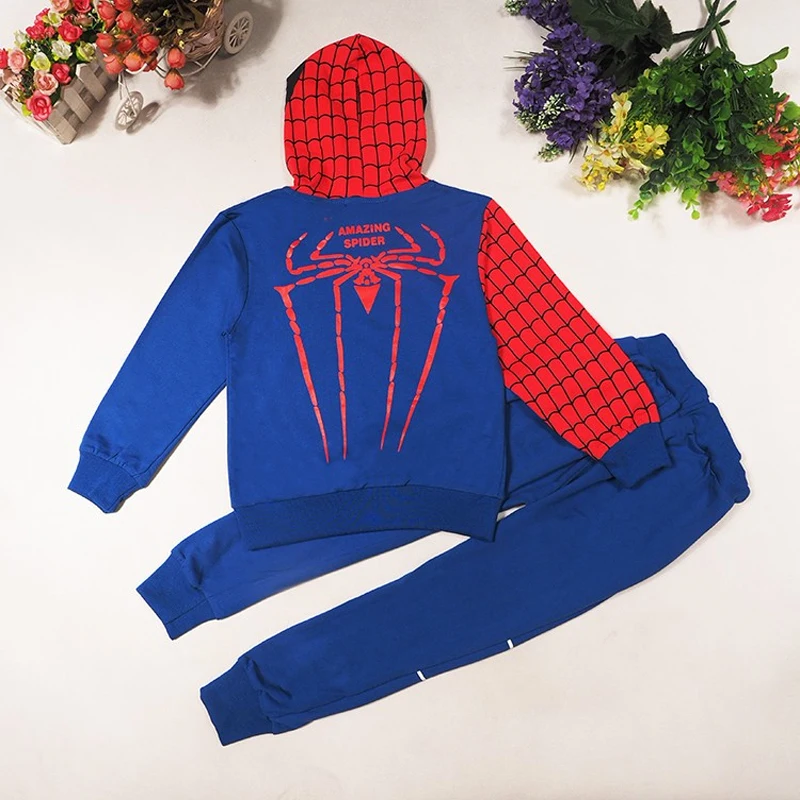 Cartoon Superhero Children Costume Baby Boy Clothing Set Spring Coat Kid Pant 2pcs Clothes Suit Girl Hoodies Sweatshirt Trousers