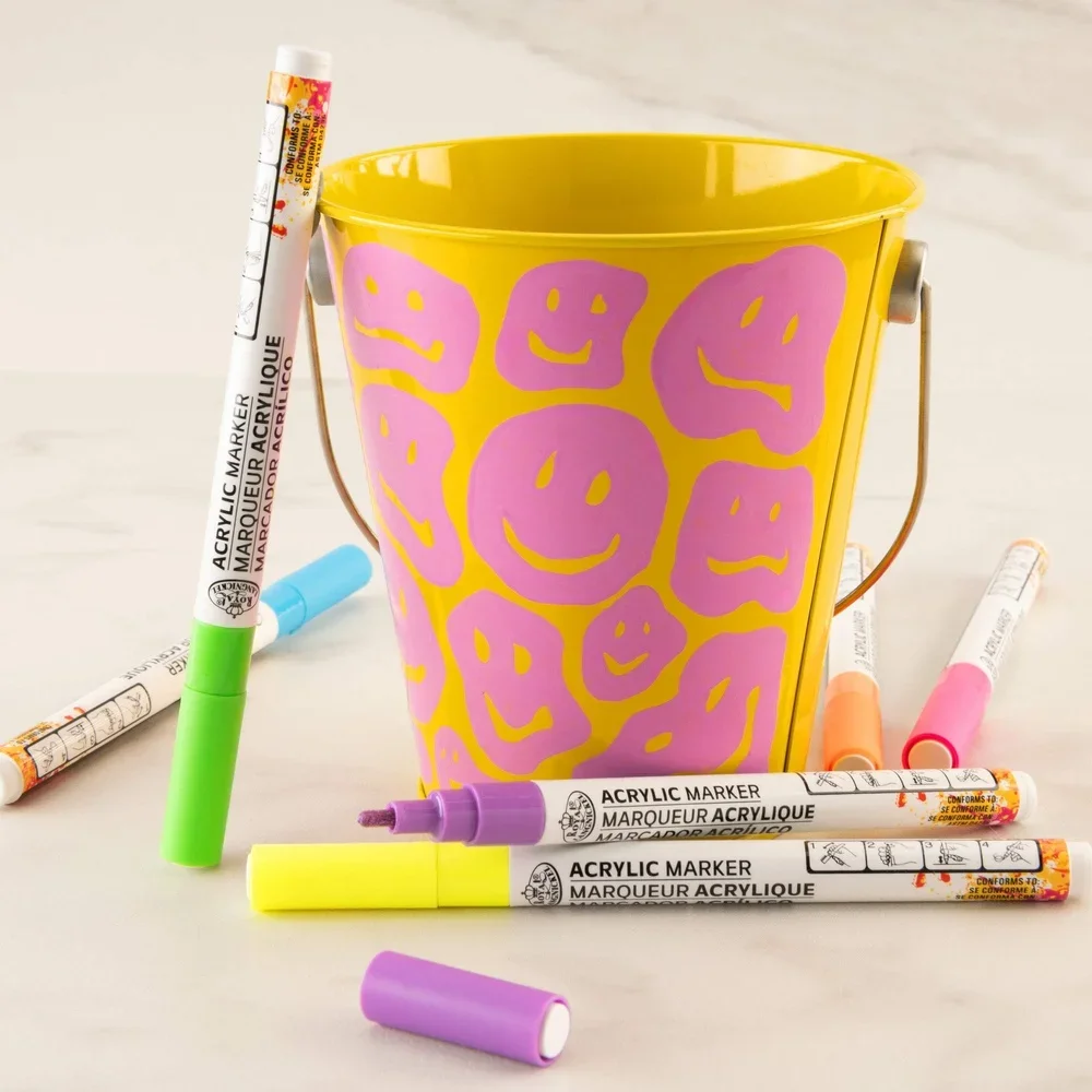 6 عبوات من أقلام التحديد المصنوعة من الأكريليك النيون، علامات فنية غير سامة، لوحة متعددة الأسطح، أقلام رسم رفيعة، مشغولات فنية للطلاب