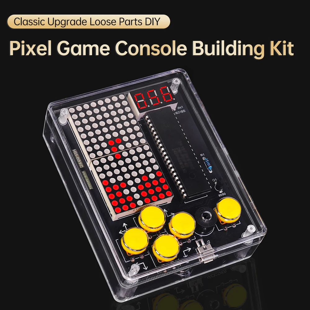 Pixel Game Console 51 Microcontroller Electronic DIY Kit Educational Game Soldering Practice Kit Micro USB Interface